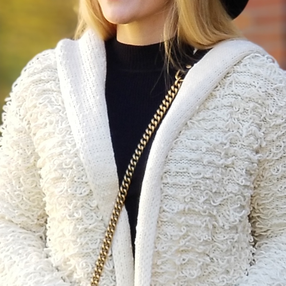 Cardigan with Loop Fringe Hoodie - Picture 4 of 4
